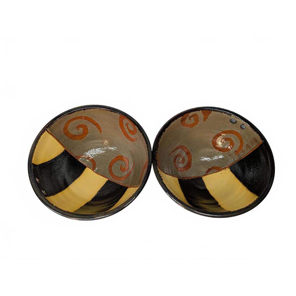 Jenny Hatfield Bernhard Clay Pottery Noodle Chopstick Bowls Artistic